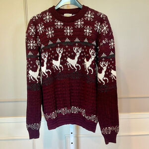 Flatiron Mills Men's Vintage 90s XL Reindeer Sweater Christmas Nordic snowflake